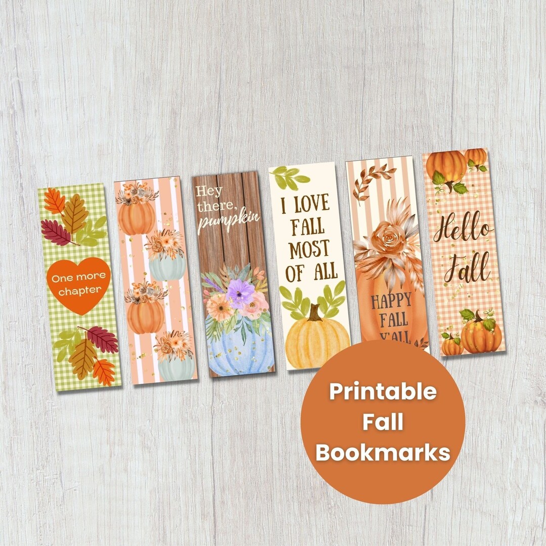 Printable Fall Bookmarks, Watercolor Bookmarks, Book Club Bookmark ...