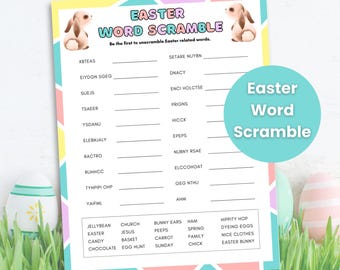 Easter Word Scramble Game, Printable Easter Game, Easter Worksheet, Easter Word Games, Classroom Easter Activity, Easter Puzzle, Easter Quiz