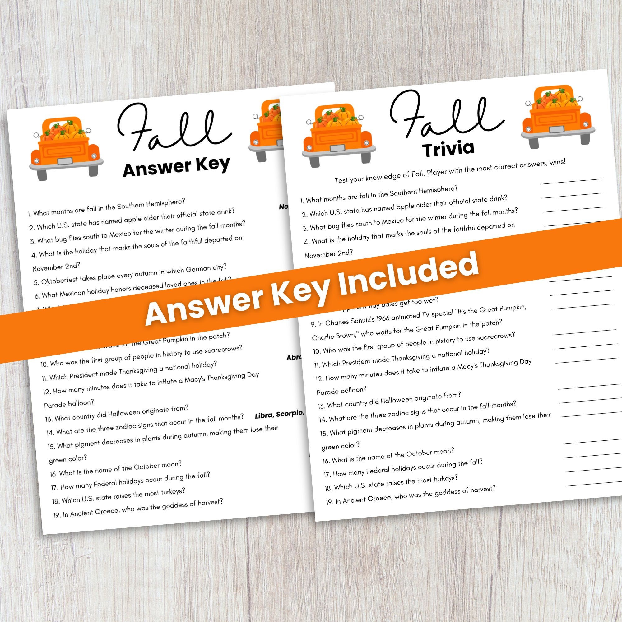Fall Trivia Game, Holiday Trivia Game, Autumn Trivia Game, Trivia ...