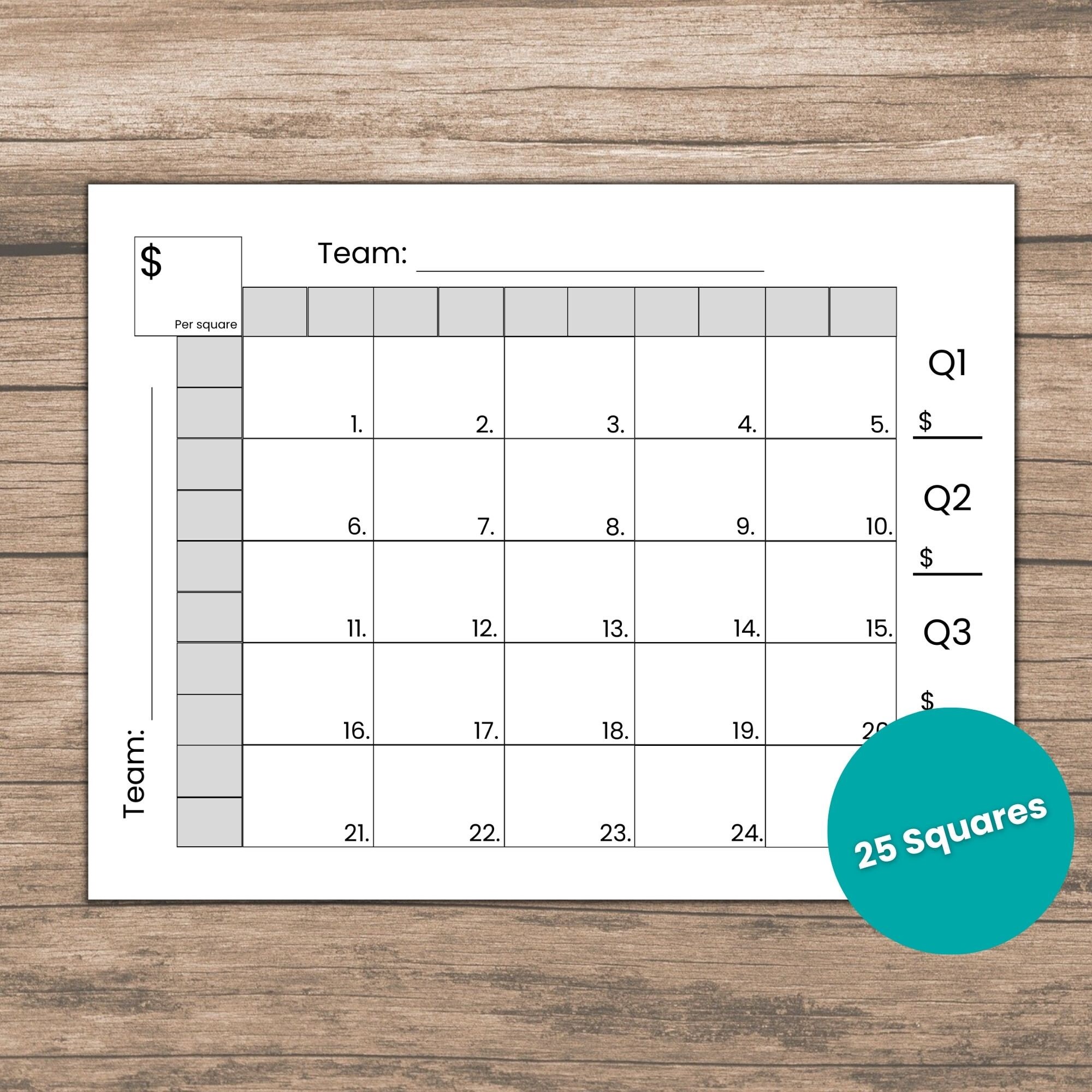 Squares Game Blank Template Bundle Including 100 Squares Grid, 50 ...