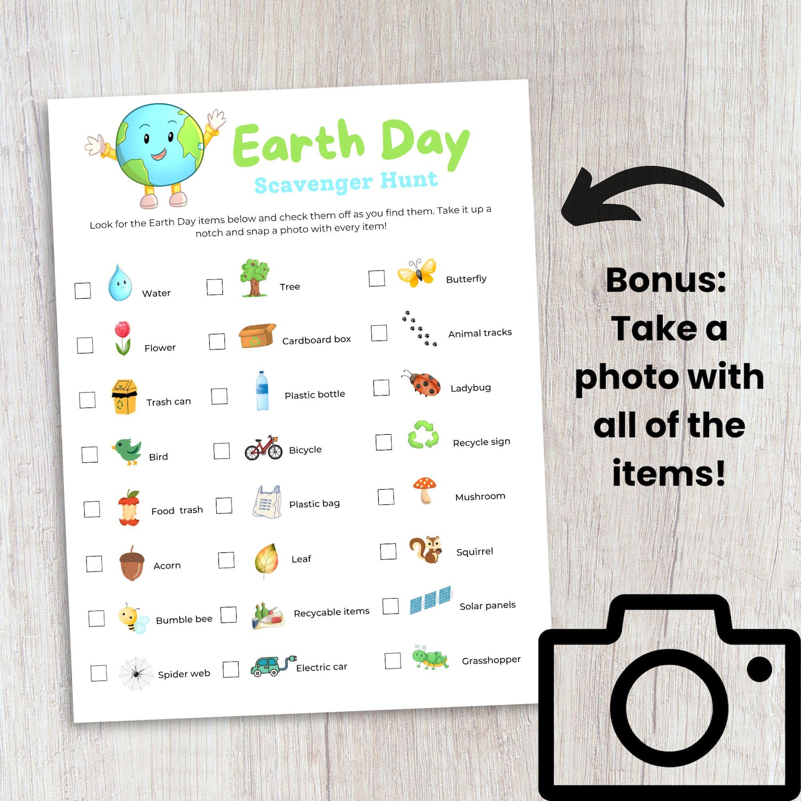 Earth Day Scavenger Hunt for Kids, Earth Day Activities, Outdoor Photo ...