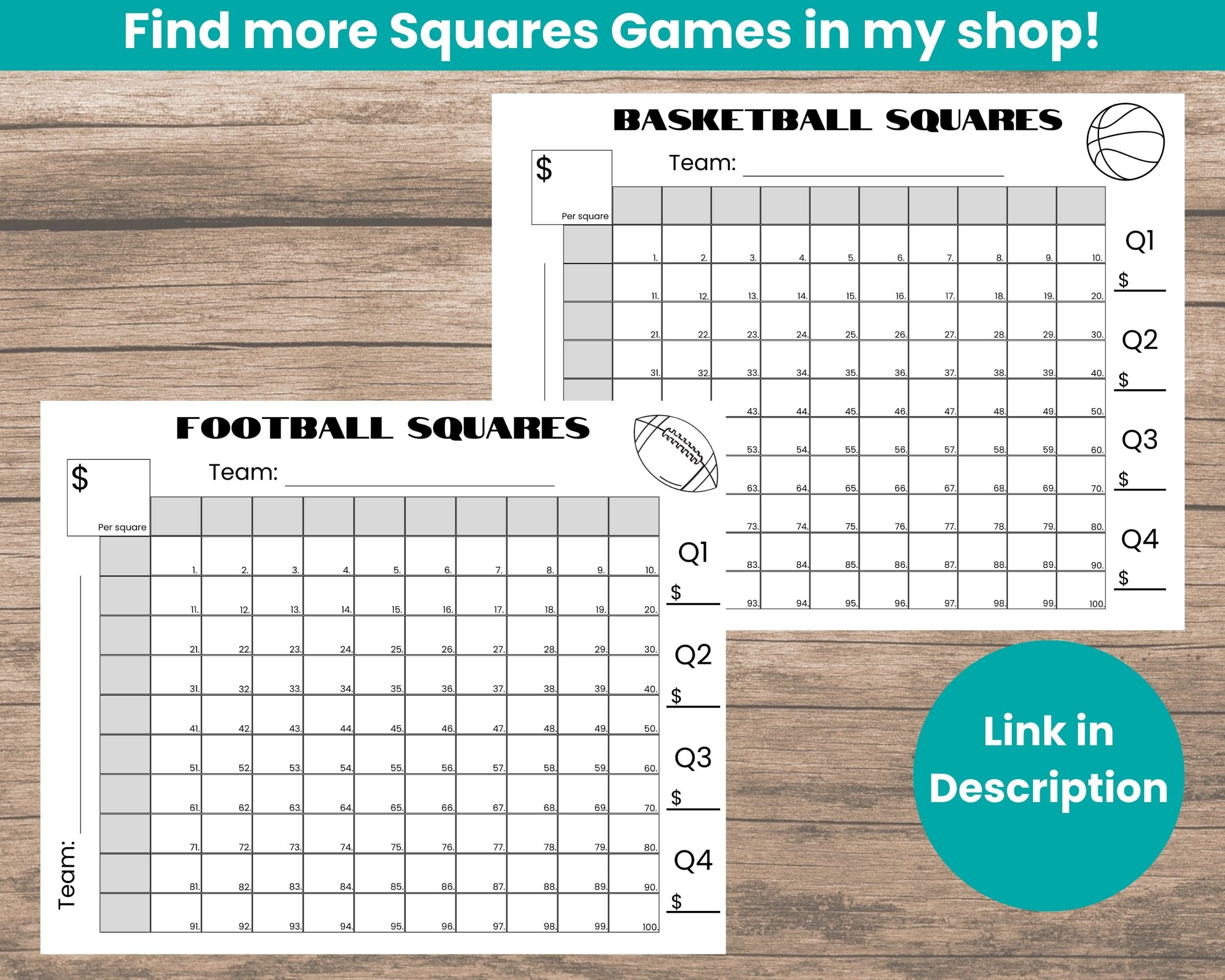 100 Squares Game Printable Poster Size 24x18 Inches Good for - Etsy ...