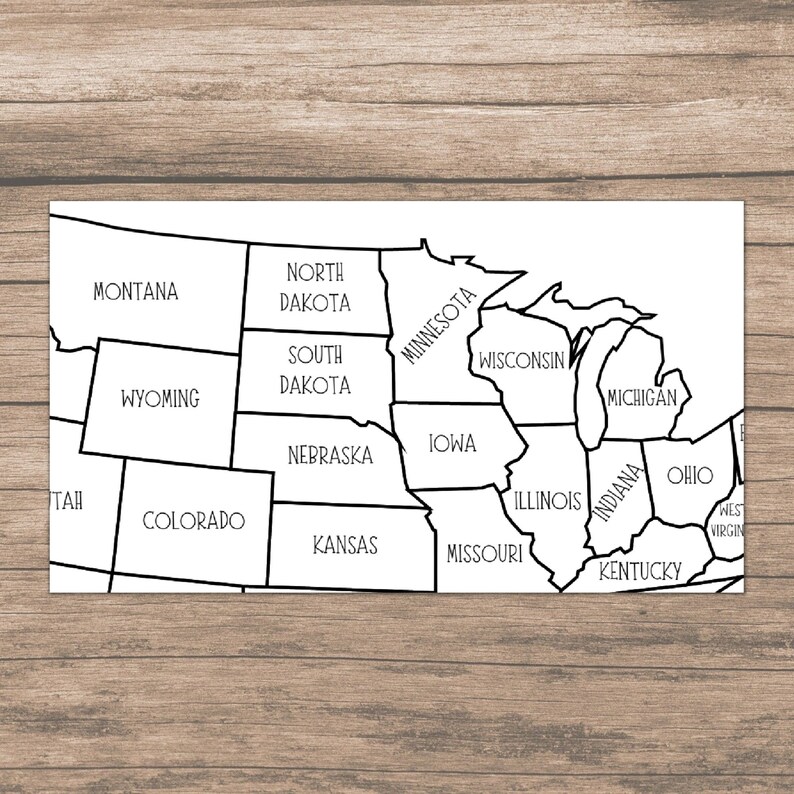 Printable Map of the USA, United States Map, 50 States Map, USA Map Printable, Procreate - Etsy