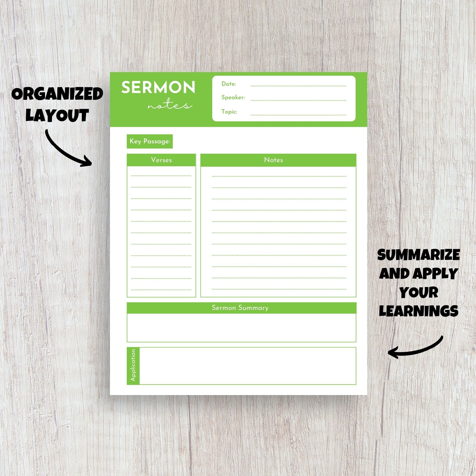 Sermon Notes Template, Bible Study Notes, Christian Planner, Church ...