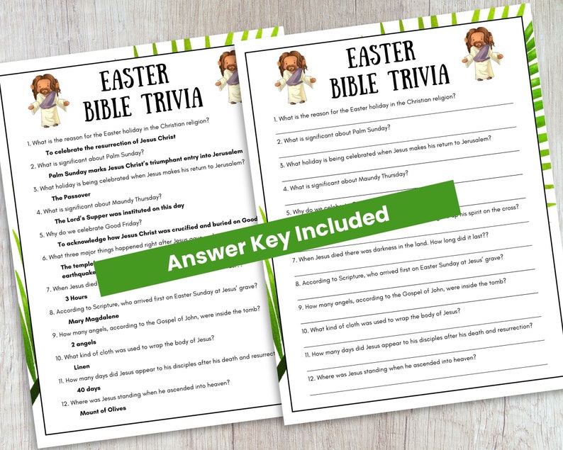 Easter Bible Trivia Game Printable Christian Easter Games - Etsy