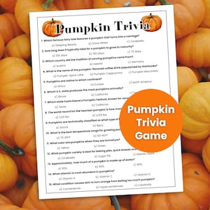 Pumpkin Trivia Game digital download printable