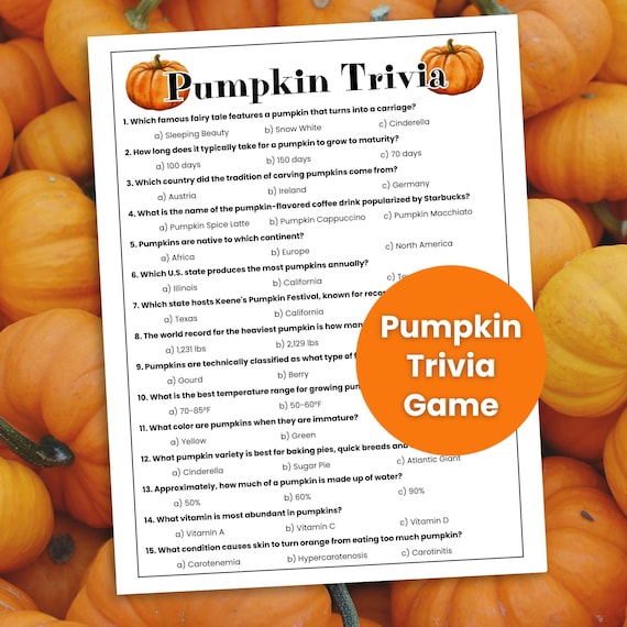 Pumpkin Trivia Game, Fall Trivia Game, Thanksgiving Game, Autumn Trivia Game, Family Game Night, Senior Citizen Game, October Trivia
