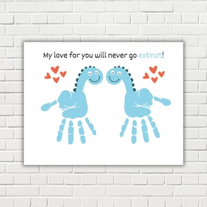 Dinosaur Handprint Craft, Dinosaur Valentines Handprint Art, Dinosaur Keepsake, Mother&#39;s Day Grandparent&#39;s Day Handprint Art, Toddler Craft