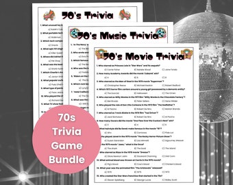 70s Trivia Game Bundle, 70s Music Trivia, 70s Movie Trivia, 70s Party Games, Decades Trivia, 1970s Trivia, Birthday Trivia, Decade Party