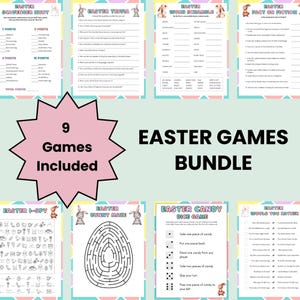 Easter Games Bundle, Printable Easter Games for Kids and Adults, Easter Party Games, 9 Easter Activities