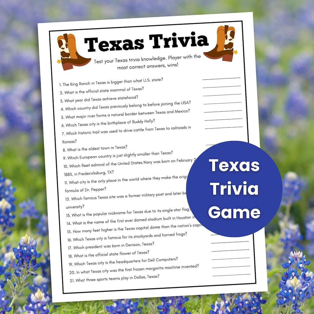 Texas Trivia Game, States Trivia, US States Trivia, Texas Game, Trivia