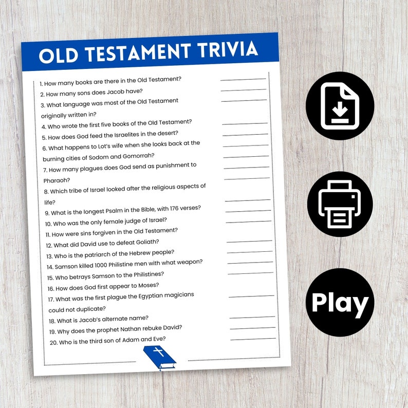 Old Testament Bible Trivia Game, Bible Game for Adults, Bible Game for ...
