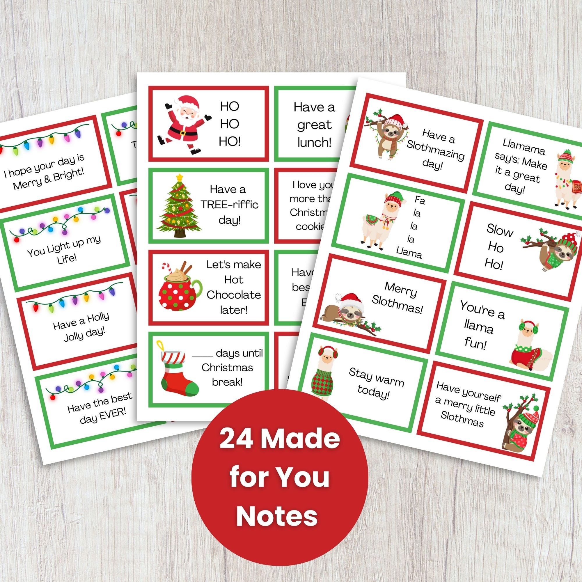Christmas Lunch Box Notes for Kids, Editable Lunchbox Notes, Christmas ...