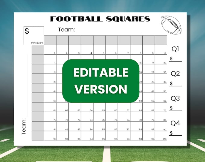 Football Squares Excel Template unlimited Games Football Pool Excel
