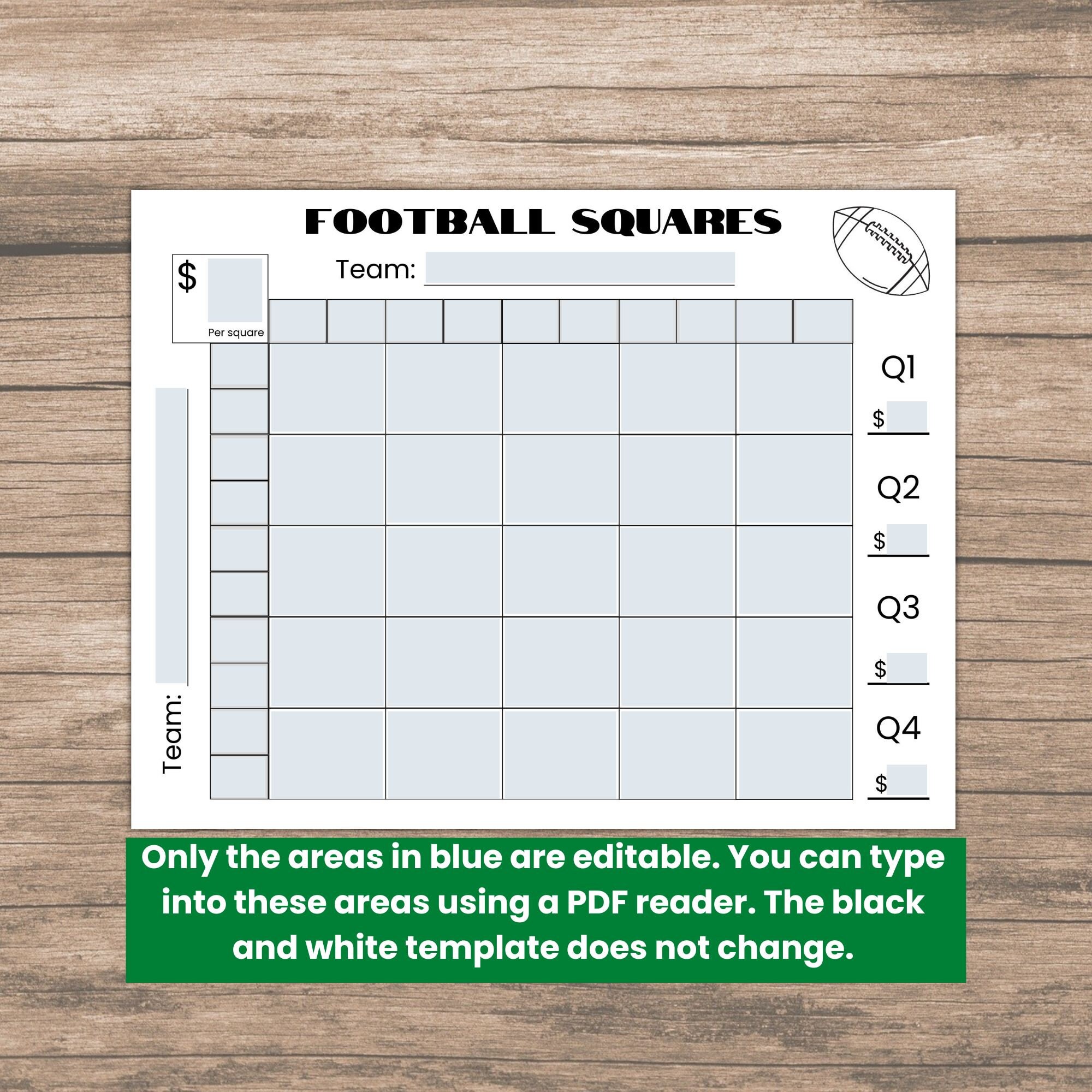 Editable 25 Football Squares Game Printable Football Fundraiser Editable 25 Football Squares Game Printable Football Fundraiser