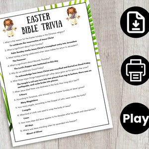 Easter Bible Trivia Game Printable Christian Easter Games - Etsy