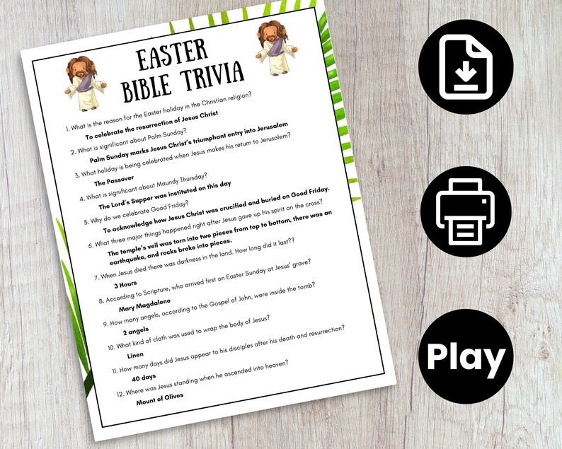 Easter Bible Trivia Game Printable Christian Easter Games - Etsy