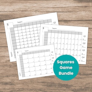 Squares Game Blank Template Bundle mit 100 Squares Grid, 50 Squares Grid und 25 Squares Grid, Office Betting Game, Sports Pool