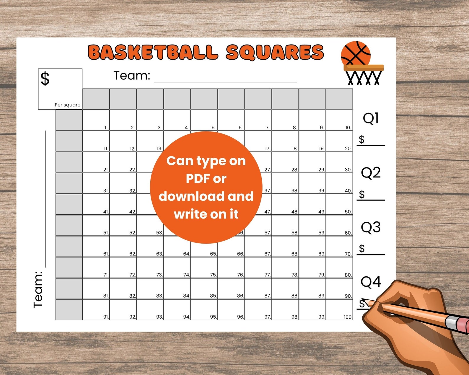 Editable Basketball Squares Game Printable Basketball Etsy