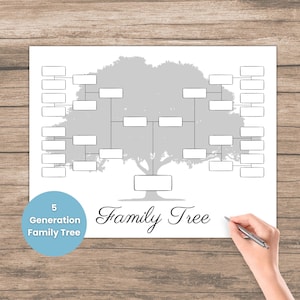 Family Tree Template 5 Generation, Great for Family Reunion, Genealogy Chart, Family History, Pedigree Chart, Fillable Family Tree Template