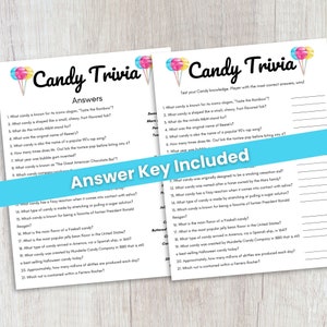 Candy Trivia Game, Printable Candy Trivia, Candy Game, Trivia Questions