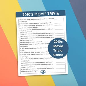 2010s Movie Trivia Game, 2010s Party Game, Decades Trivia, Family Movie Night, Trivia Questions, Pub Trivia, Pop Culture Trivia