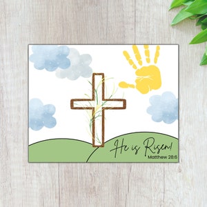 He is Risen Handprint Craft, Christian Easter Sunday School Craft, Easter Church Craft, He Has Risen, Holy Week for Kids Toddler Bible Craft