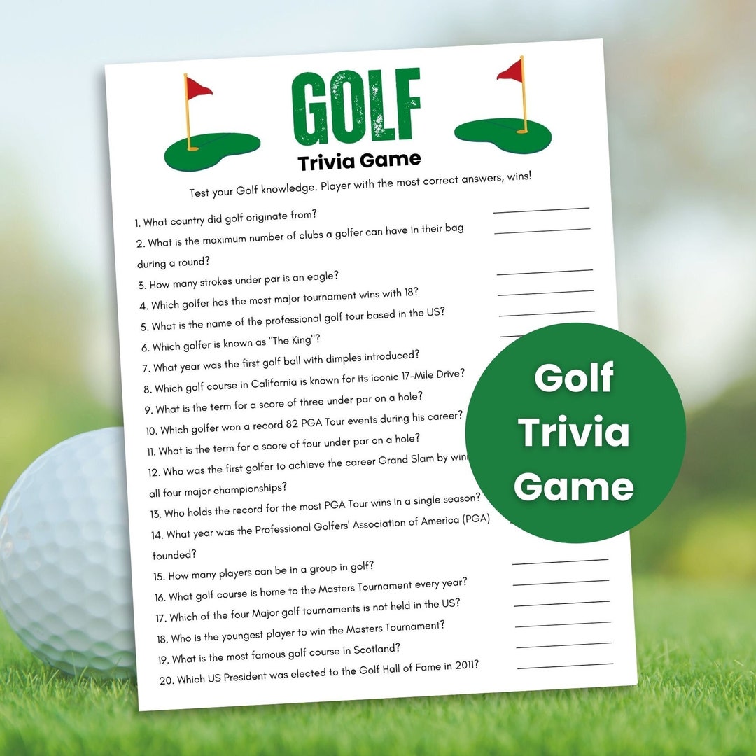 Golf Trivia Game, Golf Printable Game, Sports Trivia, Trivia Questions