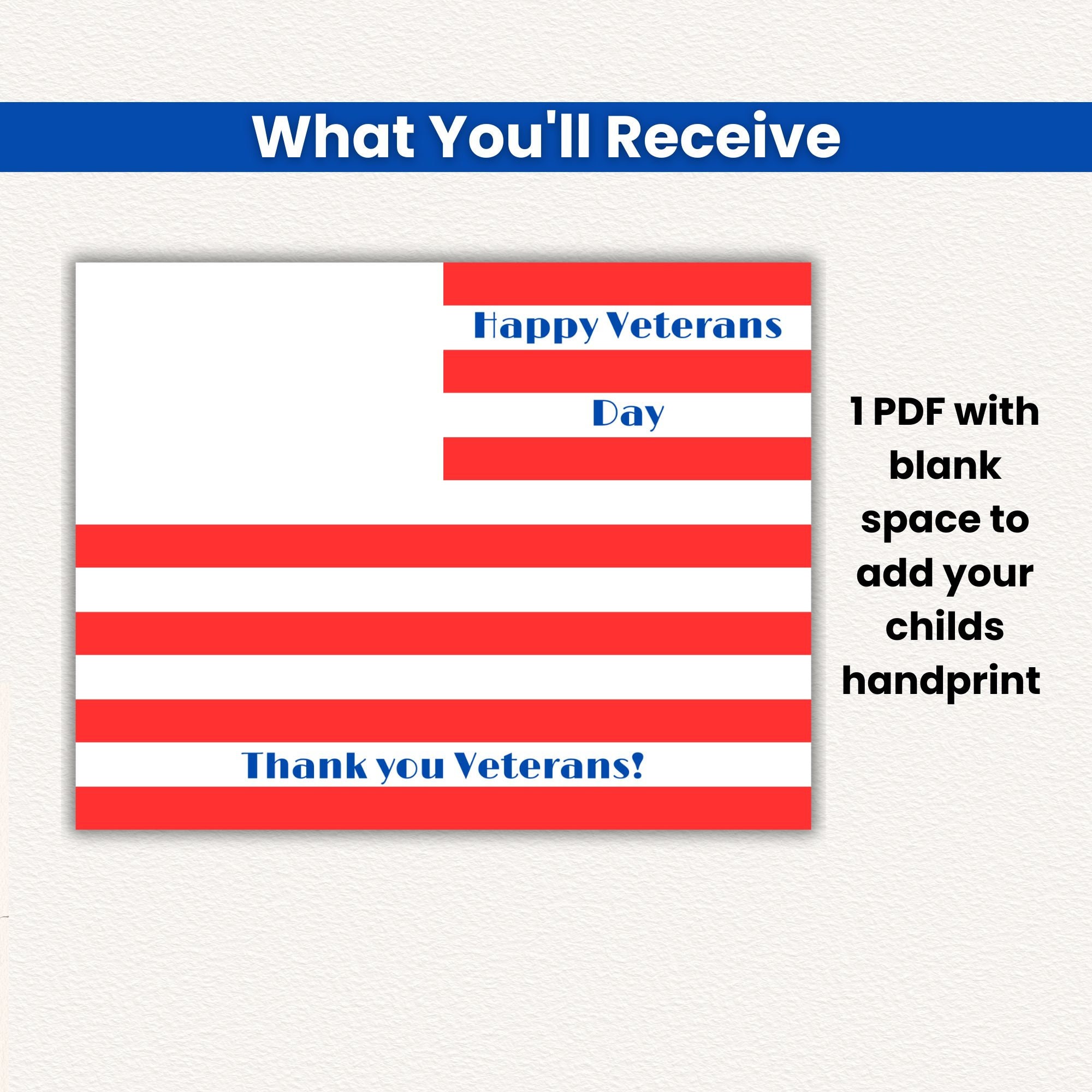 Veterans Day Handprint Craft, Happy Veterans Day, Gift for Veterans ...