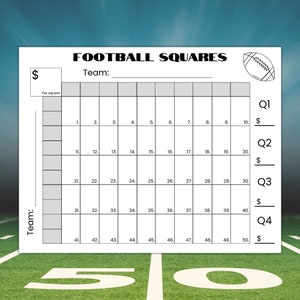 50 Quadrate Fußball-Quadrat-Spiel zum Ausdrucken, Fußball-Spendenaktion, Fußball-Wettspiel, Fußball-Quadratraster