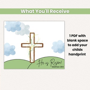 He is Risen Printable Handprint Art Landscape, Christian Easter Sunday ...