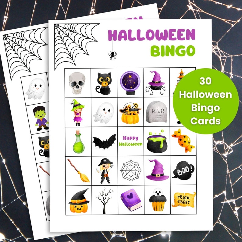 Halloween Bingo Cards 30 Printable Halloween Bingo Boards - Etsy