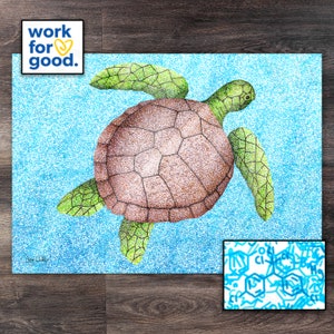 The Turtle | Charity Print - Marine Conservation Society | Molecule Art | Poster | Science | Chemistry