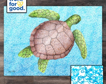 The Turtle | Charity Print - Marine Conservation Society | Molecule Art | Poster | Science | Chemistry