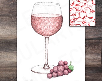 Red Wine | Molecule Art | Print | Poster | Science | Chemistry