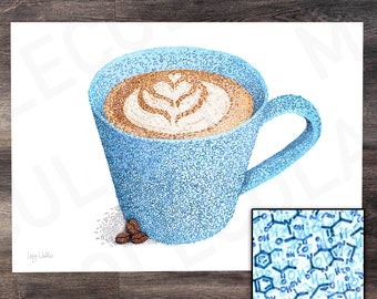 The Coffee | Molecule Art | Print | Poster | Science | Chemistry | Biology