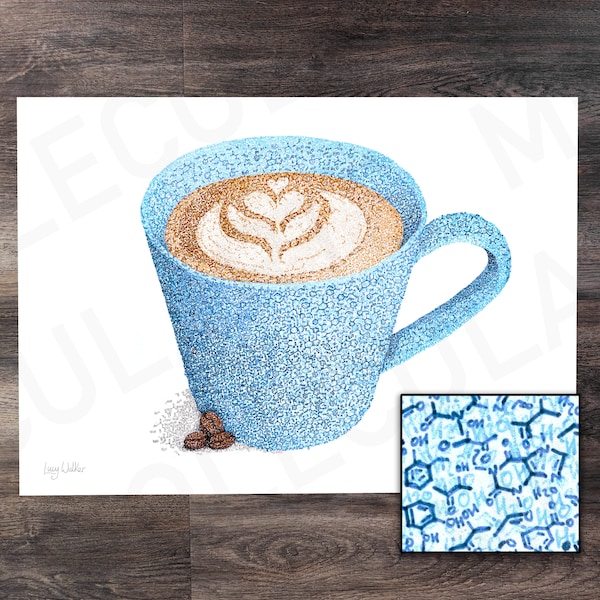 The Coffee | Molecule Art | Print | Poster | Science | Chemistry | Biology