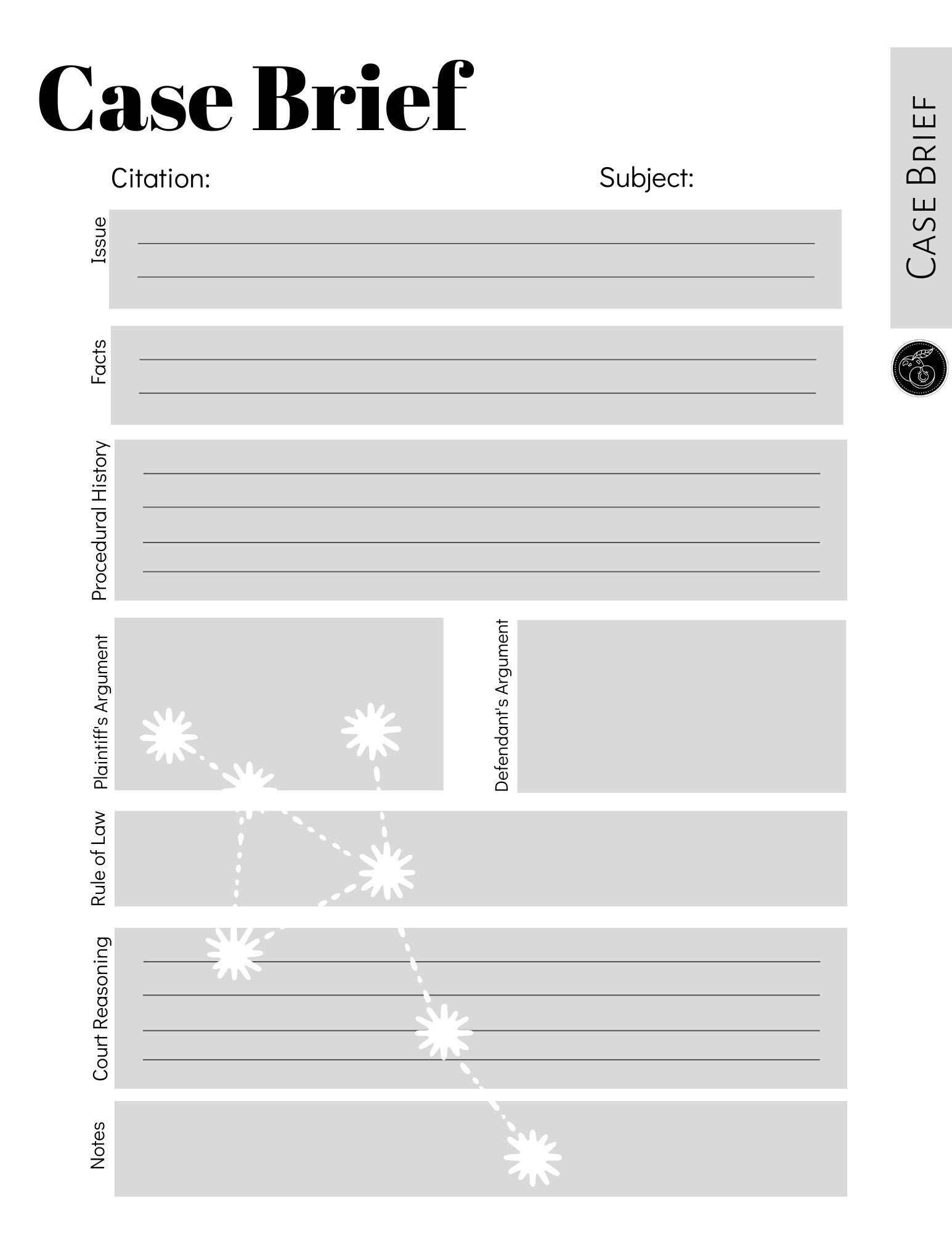 Law School Case Brief Template Printable Immediate Download Etsy