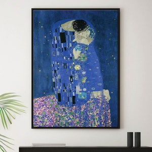 Kiss at starry night - pop art painting on large canvas, kissing