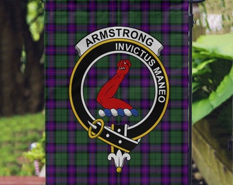 Taylor Tartan Crest Black Garden Flag - Gold Thistle Style