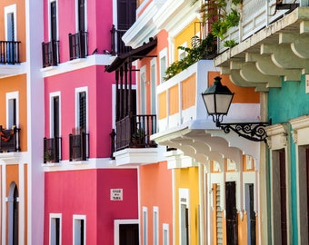 Viejo San Juan Photo Print: Colorful Puerto Rican Houses, Large Wall Art