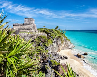 Tulum Ruins Print: Caribbean Ocean, Mayan Riviera, Mexico