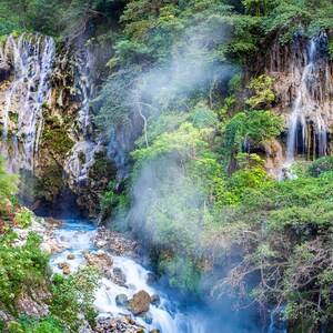 Tolantongo Thermal Springs-Tropical Waterfalls-Steam Rising off River-Mexican Wall Art-Nature-Fine Art Print-Large Wall Hanging image 1