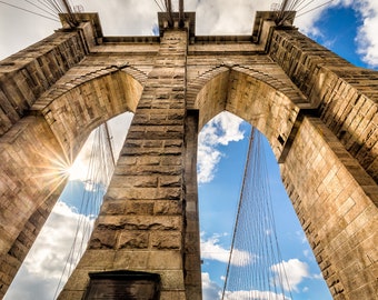 Brooklyn Bridge Sunburst Print: NYC Landmark, Ready to Hang Canvas