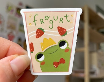 Cute frog yougurt sticker, for laptop, water bottles, stickers for kids, sticker pack