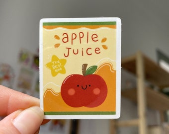Cute apple juice sticker, for water bottles, stickers for laptop, colorful, funny, journal stickers