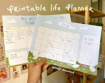 Undated digital printable planner bundle, student digital planner, daily to do list, weekly planner, instant download planner