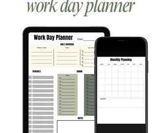 Minimalist Work Day Planner | Daily Productivity, Goals, Tasks (A4 PDF Download)