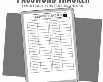 Printable Password Tracker Log Book | Internet Organizer (Instant Download)