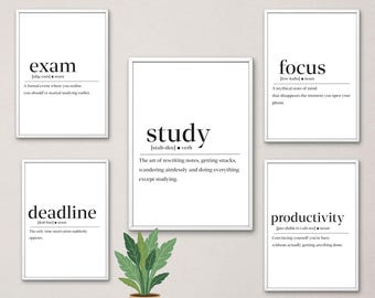 Roliga studiedefinitionstryck | Minimalistiska studentcitat (digital nedladdning)